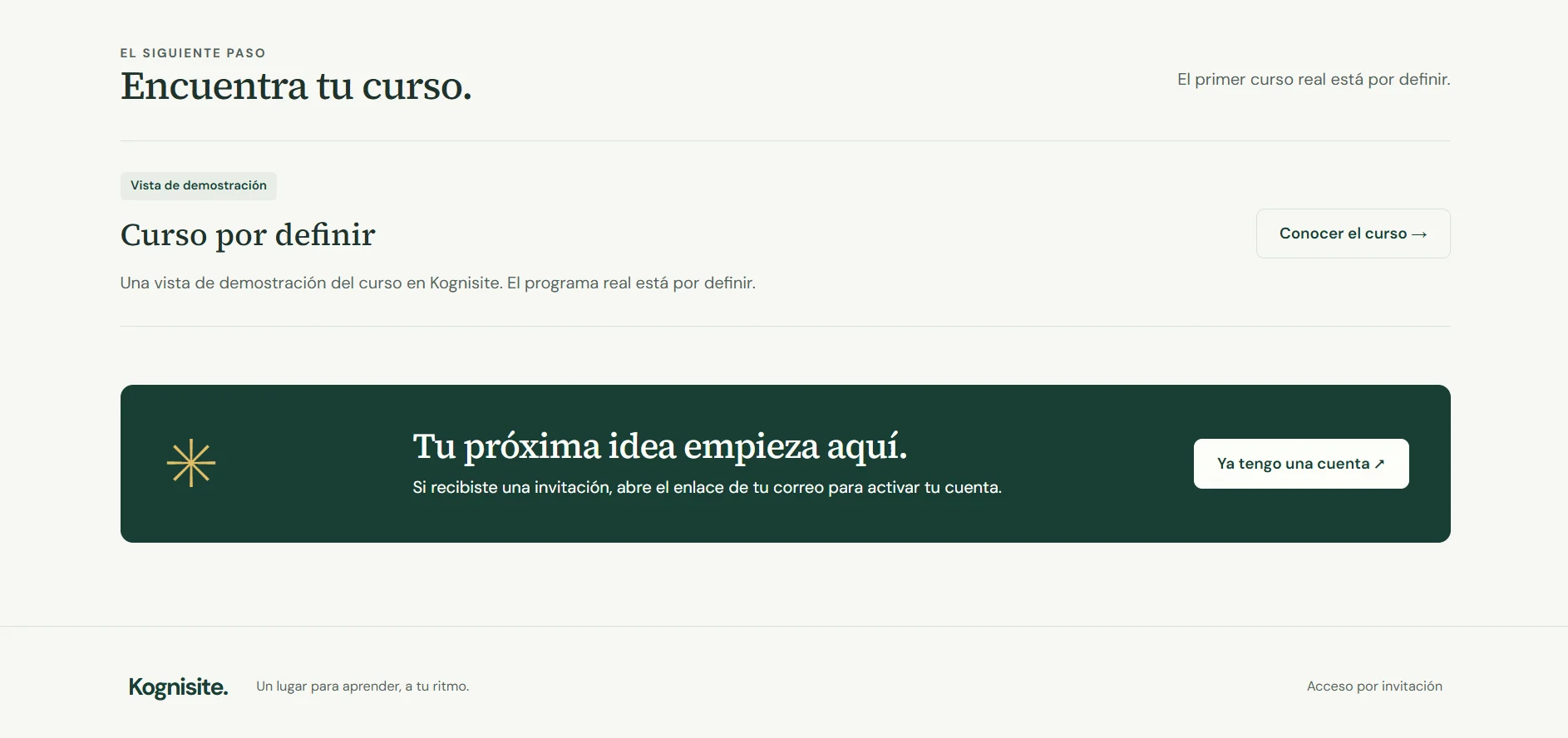 Kognisite: vista de la plataforma